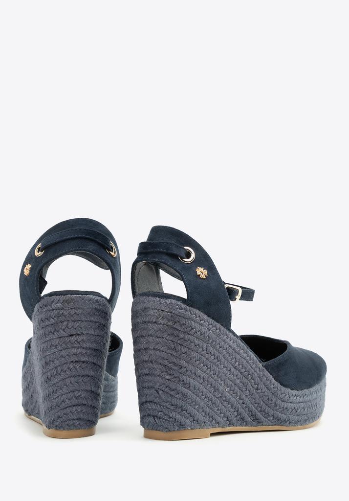 Espadrilles compensées à lacets pour femme Wittchen, Bleu marine, Matière synthétique