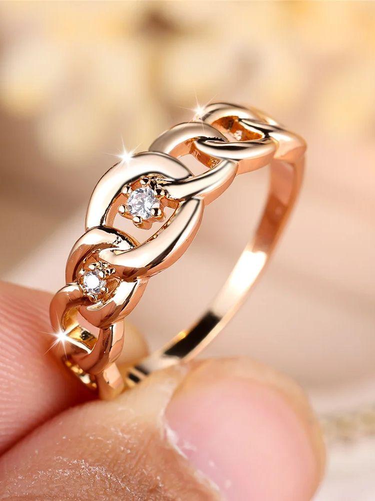 

Trendy White Zircon Crystal Vintage Gold Color Wedding Bands Engagement Rings For Women Men Minimalist Jewelry 8