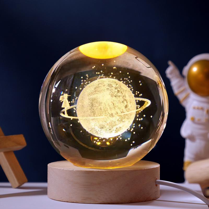 Crystal Ball Starry Night Light: Luminous Glass Solar System Ornament - Perfect Birthday Gift for Women