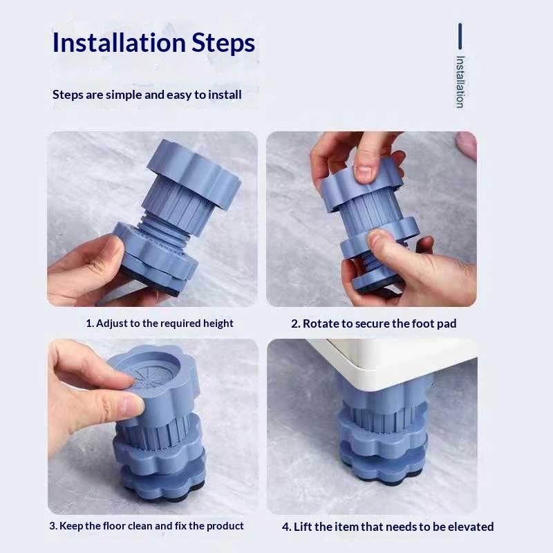 4 Stück Verstellbare Anti-Vibrations-Waschmaschinenfüße, Geräuschreduzierend, Wasserdicht, Kühlschrank-Basispolster, Stützständer