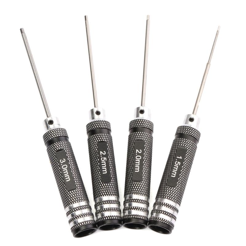 4Pcs/Set Allen Hex Screwdrivers H1.5mm/2.0mm/2.5mm/3.0mm Hexagon Screwdriver for Model Aircraft DIY Hand Tools