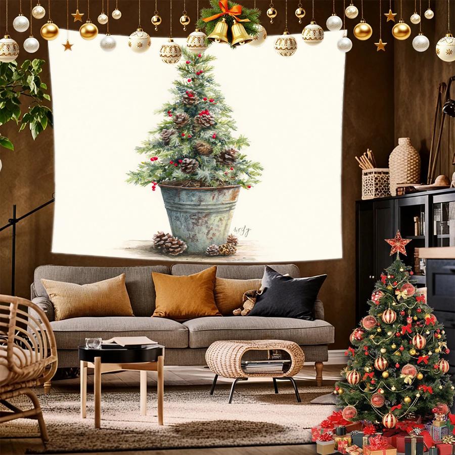 Weihnachtsmuster Wandteppich Hintergrundtuch Hängendes Tuch Schlafzimmer Nachttisch Dekoration Wandtuch Mietwohnheim Wandteppich