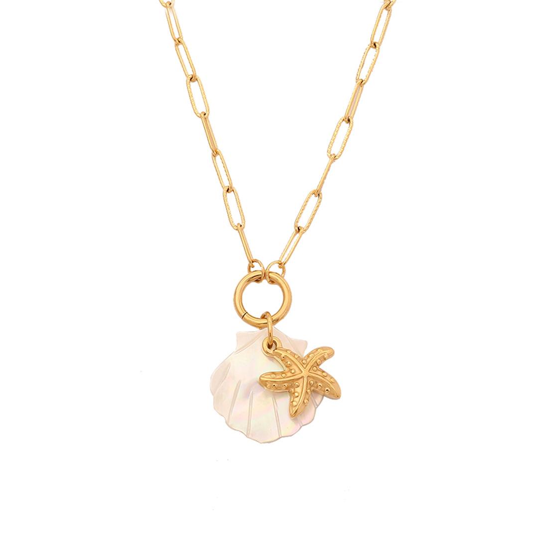 

Euro-American Ocean Series Starfish Shell Pendant Unique Stainless Steel Turtle Dolphin Necklace