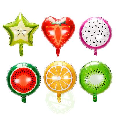 5Pcs 18Inch Fruit Watermelon Strawberry Orange Fruit Aluminum Foil Balloon Round Children'S First Birthday Party Decoration Toys