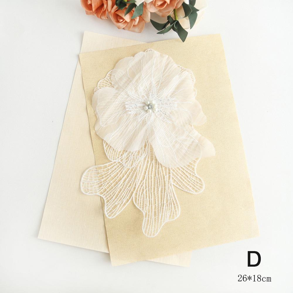 

Cloth Sticker White Mesh Flower Embroidery Patches Applique Handmade Fabric Patches Pearl Stamen Sequin Embroidery Patches Coat