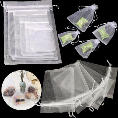 Jewelry Packing Party Supply White Pouches Gift Bags Drawstring Pocket Organza Gauze Sachet
