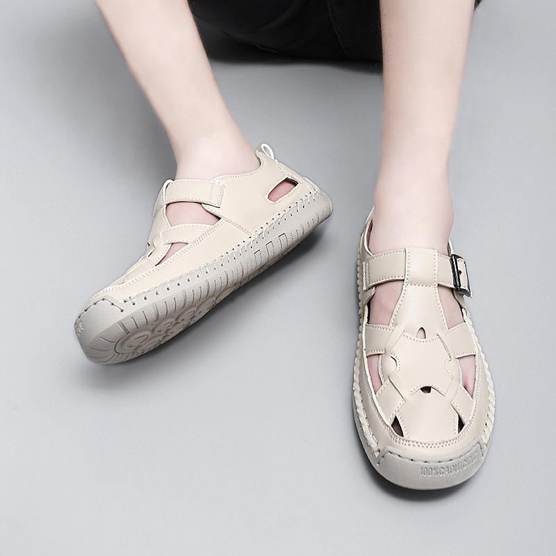 Women's Sandals Summer Essentials Hiking Shoes Black Beach Flat Shoes Casual Soft Roman Sandals for Girl Plus Size