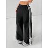 All-match Sports Casual Pants for Women In Summer New High-waist Loose Contrasting Color Striped Wide-leg Trousers