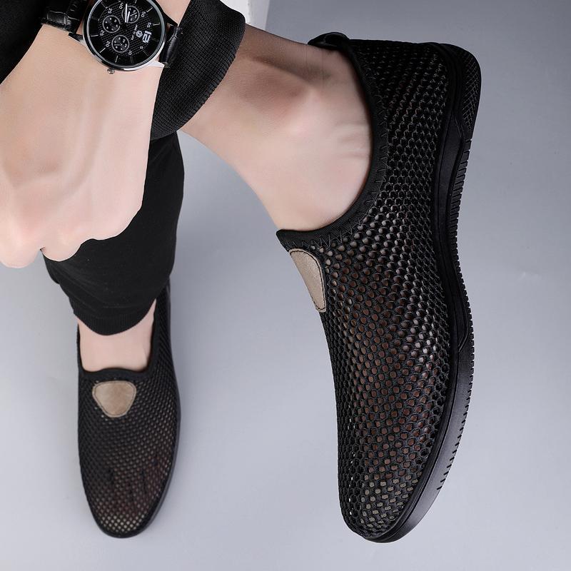 Fashion Fashion Men Outdoor Slip On Loafers Mesh Cloth Breathable Soft Sole Casual Walking Shoes Sneakers Lightweight Flat Designer Shoe