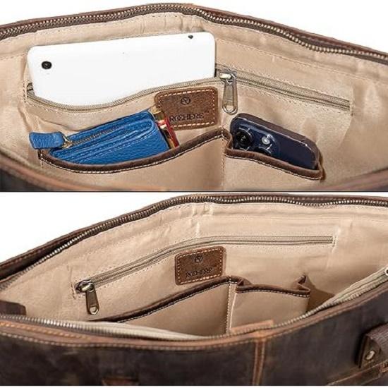 Kožená nákupní taška pro ženy se zipem - Prémiová kožená kabelka se stylovým designem pro každý den, na cestování, plážová taška s popruhy