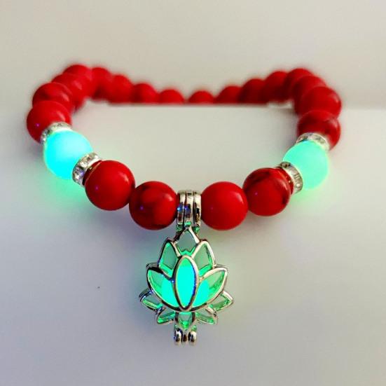 Women Bracelet Faux Turquoises Luminous Floral Jewelry Elastic Beads Bangle Jewellery Gift