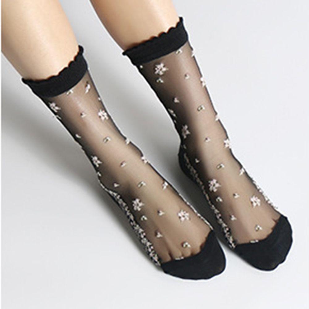 Leisure Transparent Boat Socks Bow Glass Silk Jacquard Short Sock Crystal Sock Ankle Socks Socks