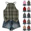 Damen ärmelloses kariertes Tanktop im Bohemian-Stil, leichte lässige Sommerbluse mit verstellbaren Trägern und lockerer Passform