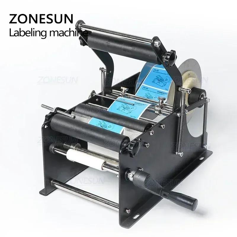 ZONESUN Manuelle Etikettiermaschine Mit Griff Etikettenapplikator Metall Runde Flaschenverpackungsmaschine Flaschenetikettierer ZS-50P