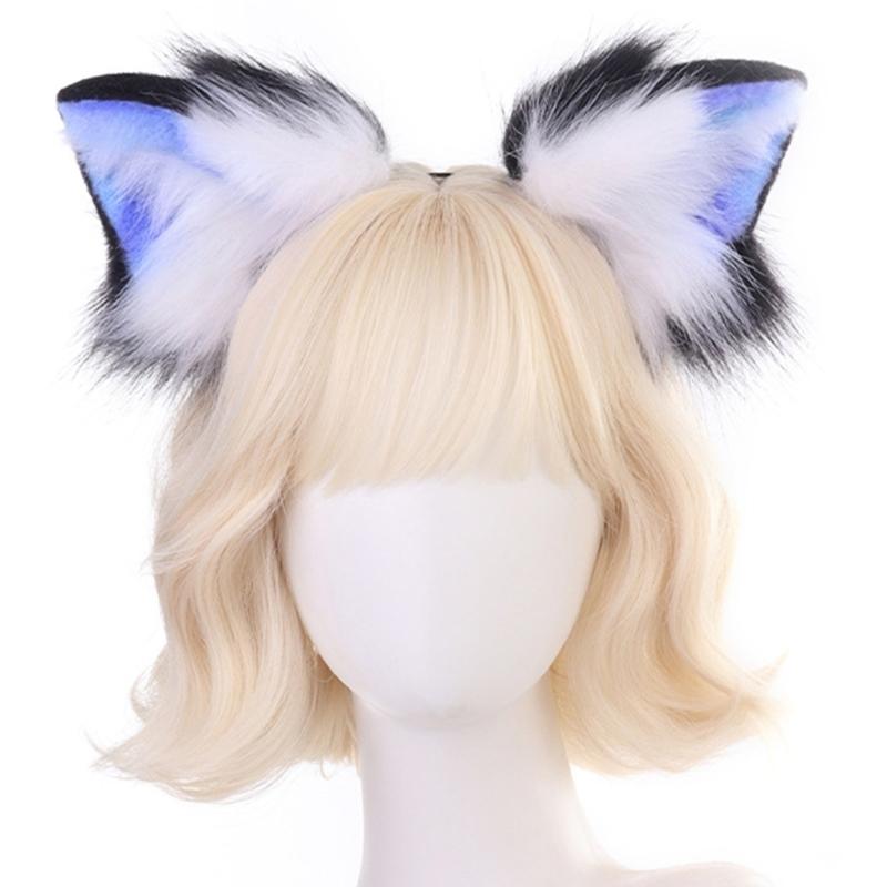 Realistic Kitten Ears Hairband Furry Headbands Plush for Coser Role Play and Photography Props