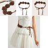 Boho Chic Faux Leather Waist Ribbon With Flower Design For Festival Attire