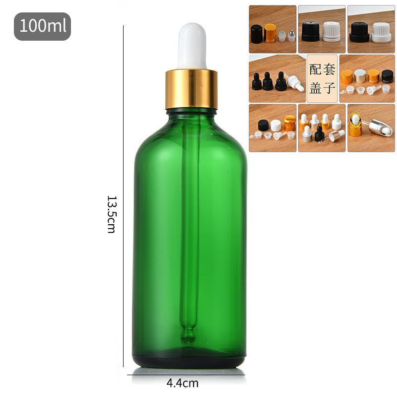5-100ml Green Glass Essential Oil Bottle, Light-Resistant Refillable Dropper, Empty Serum Blending Container