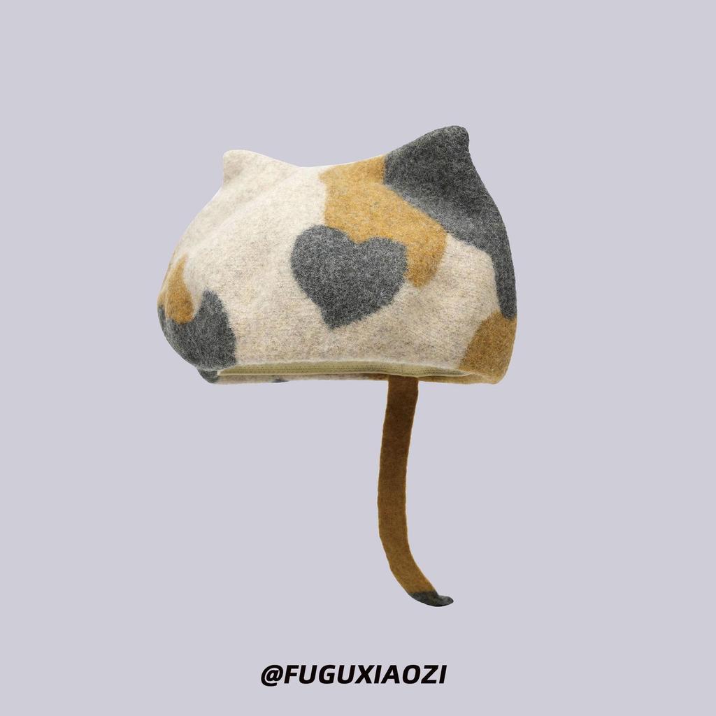 Chic Wool Felt Cat Ear Beret - Sweet, Cozy, and Stylish for Autumn & Winter
