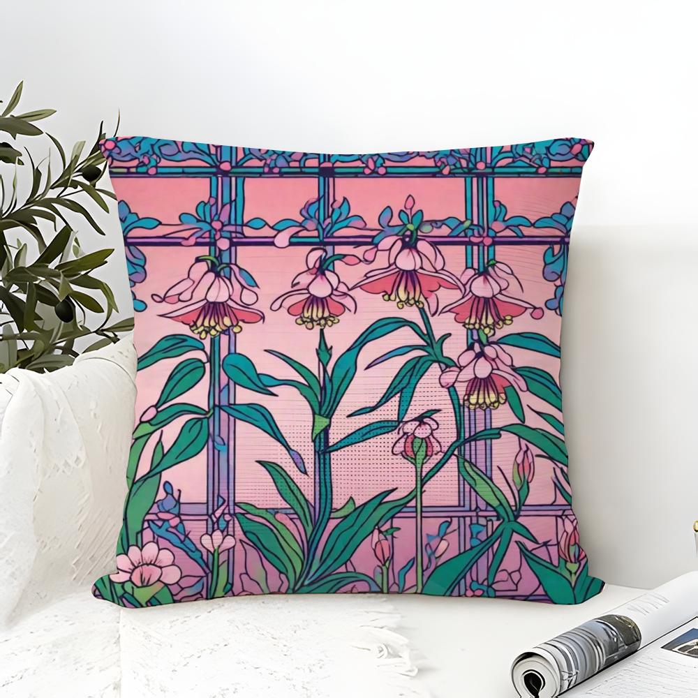 Romantic French pink decorative flowers Pillow Case linen pillow case sofa home decor cushion cover cushion cove