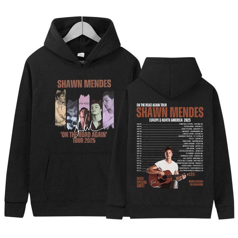 Singer Shawn Mendes On The Road Again Tour 2025 Album Hoody Mens Vintage Aesthetic Sweatshirt Fashion High Quality Fleece Hoodie