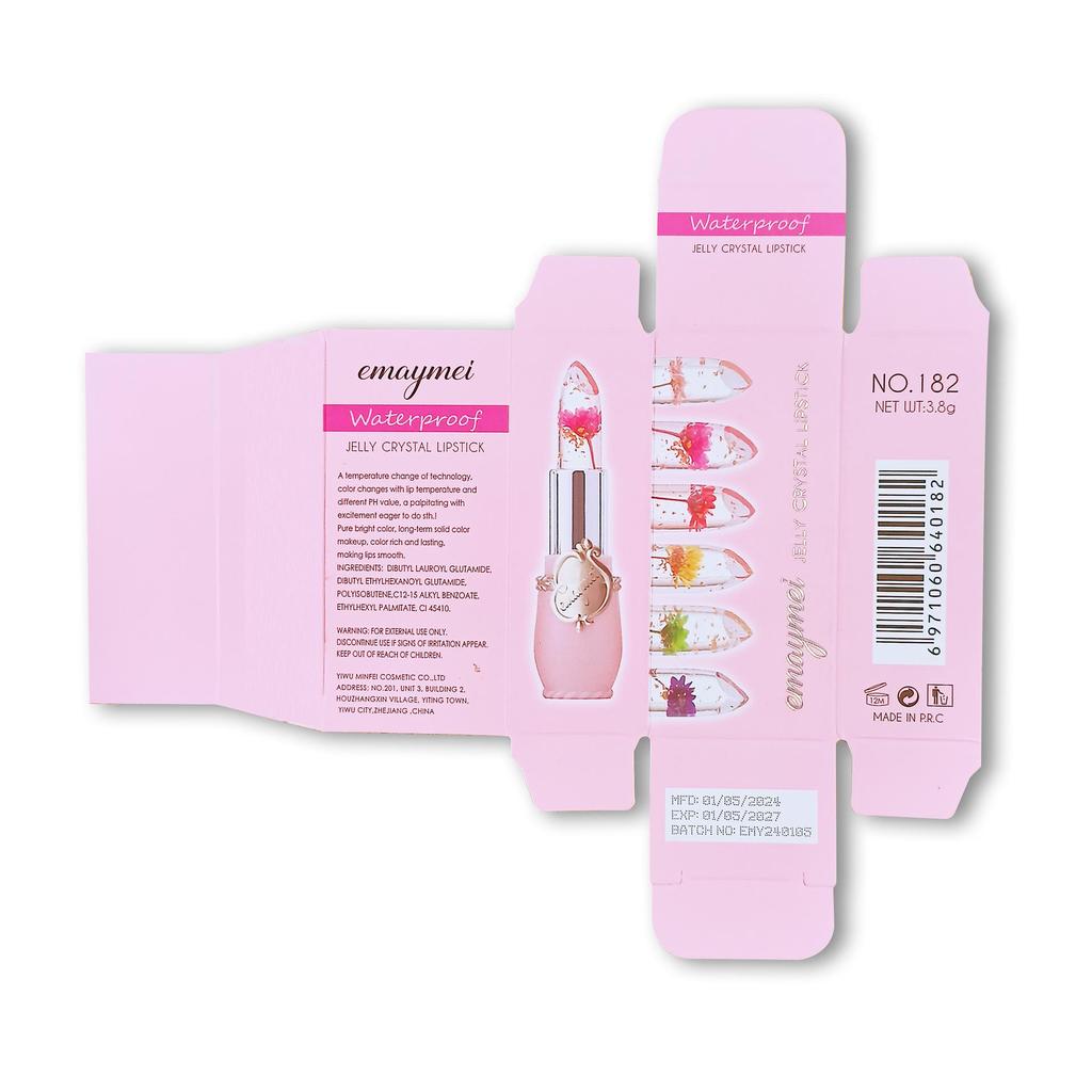 Emaymei Color-Changing Lipstick: Gold Foil & Dried Flower, Moisturizing Transparent Lip Balm