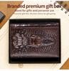LAOSHIZI Vintage Men's Genuine Leather Crocodile-Embossed Wallet RFID Blocking Multi-Card Slots Photo Insert