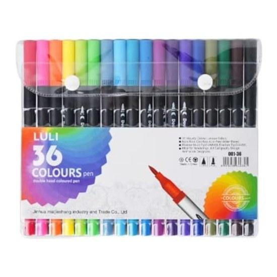 Color watercolor pens 36-color set brush marker water-based illustration art markers dual-tip bold fine drawing coloring supplies office childrens