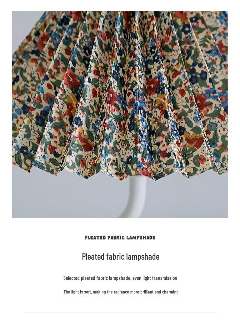 Multifunctional Pleated Bedside Table Lamp with Storage & Remote-Control Night Light