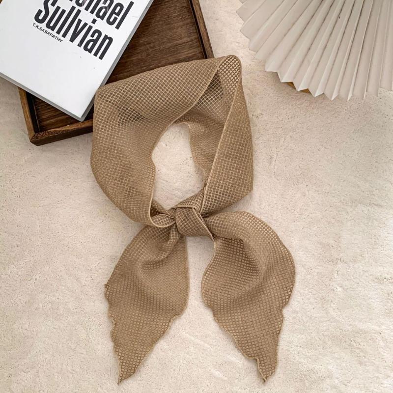 Scarf new lazy style cotton and linen solid color long scarf multi-purpose headscarf headband waffle plaid cotton and linen silk scarf women