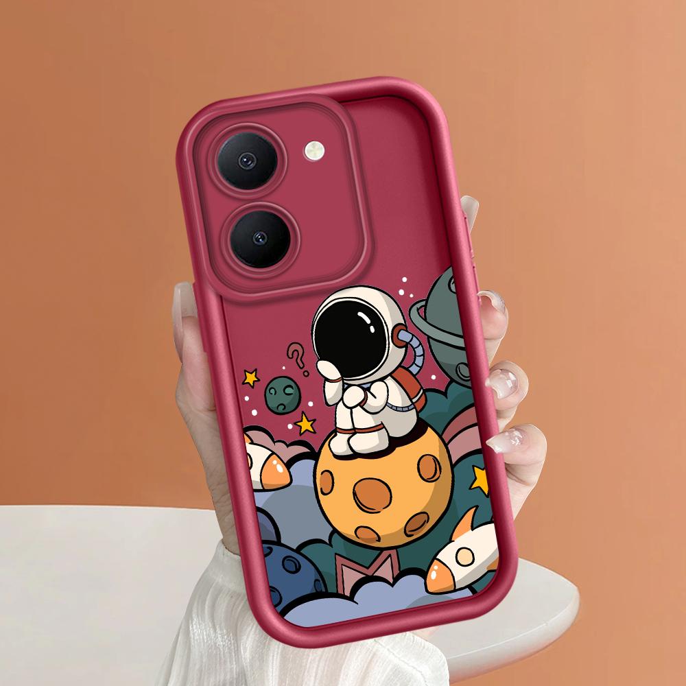 Soft Silicone Square Ladders Cartoon Pattern Full Cover Camera Protection Shockproof Case for iPhone Infinix Tecno Vivo