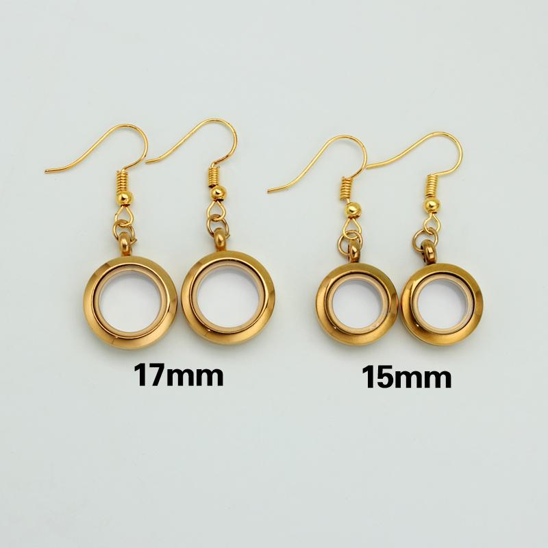 6Pairs 15mm/17mm Stainless Steel Earrings Floating Charms Locket Eardrop Glass Living Memory Earrings For Women Jewelry Making