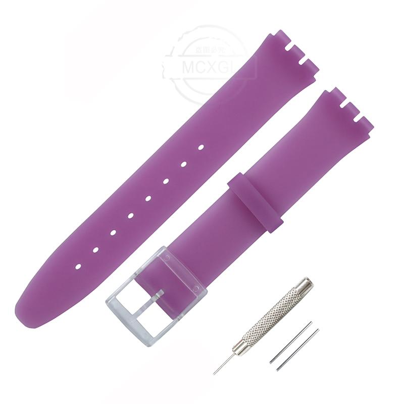 Silikonový řemínek pro Swatch SFS103 SFV107 SFN120 SFK397 SFK360 SFK361 Pásek na hodinky 16mm Dámský náramek Vodotěsné doplňky k hodinkám
