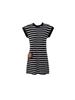 Korean Color Block Striped Round Neck Bodycon Dress - Women's Casual Slim Fit, Spring/Summer 2026