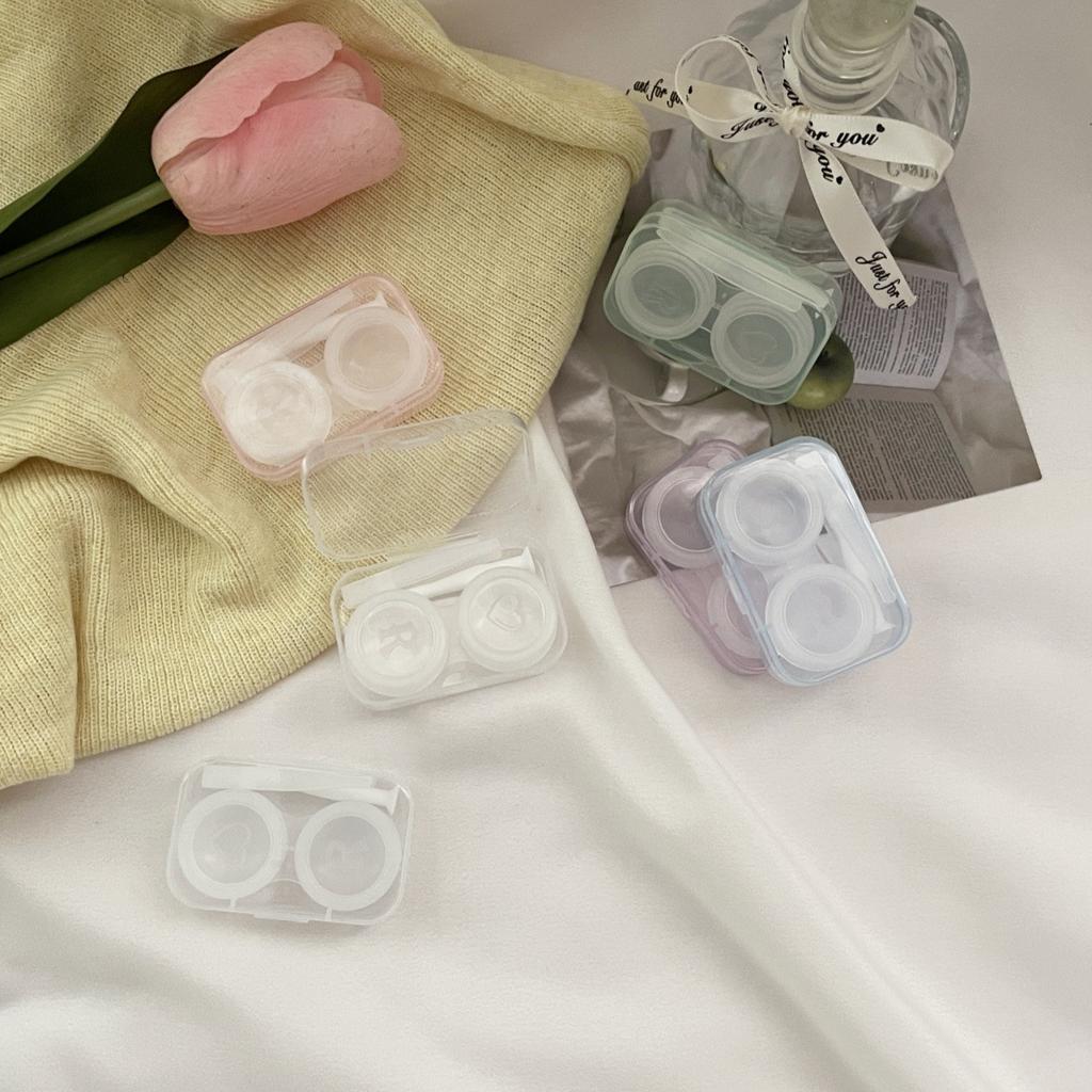 1pc Candy Color Minimalist Transparent Contact Lens Box Girls Contact Lens Case Companion Box Portable Contact Lenses Case
