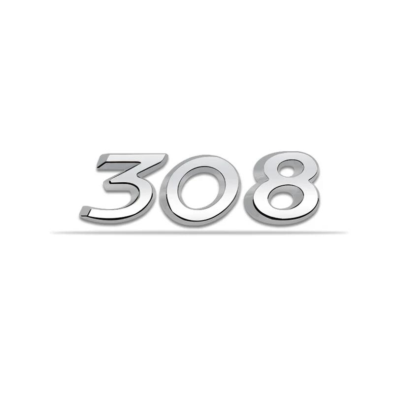 Metal Car Body Side Emblem Number Sticker for Peugeot 206 207 208 301 307 308 408 508 Rear Trunk Badge Decals Accessories