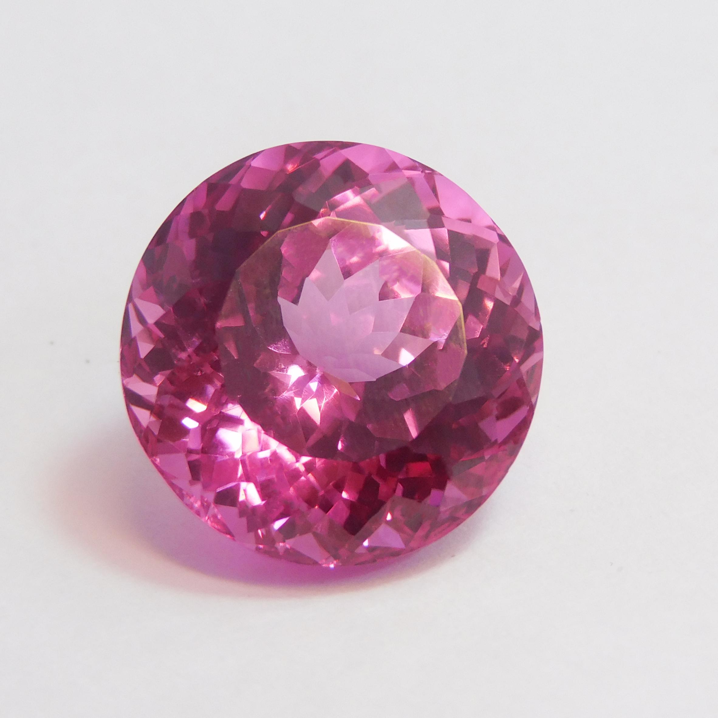 

Natural Pink Round Cut 19.00 Ct CERTIFIED Loose Gemstone Sapphire Ring Size 15.2 mm approx рожевий