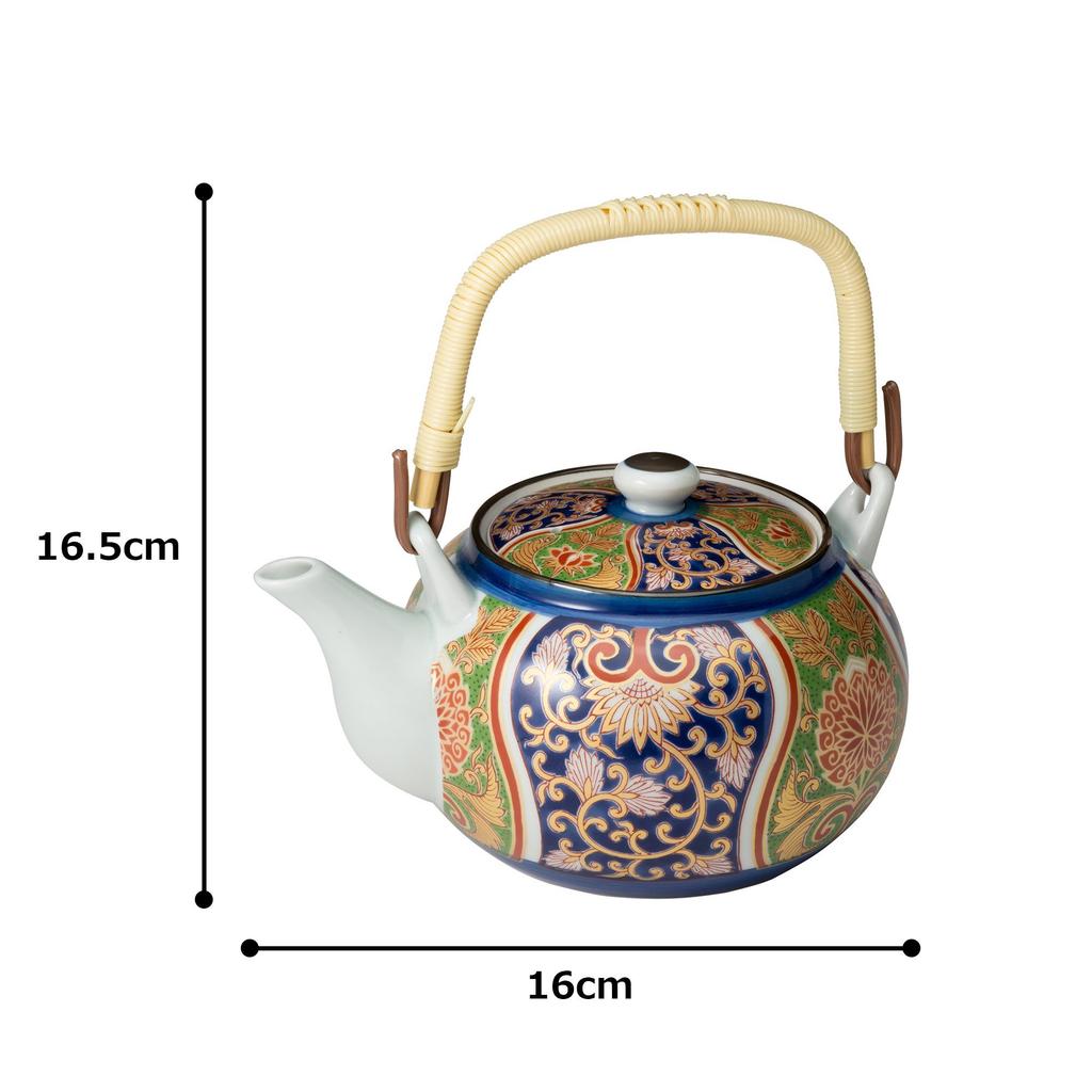 Ranchant Earthenware Bottle Blue Brocaded Arita Ware Made In Japan (M) (with Vine) 16.5x13x9.7(cm)
