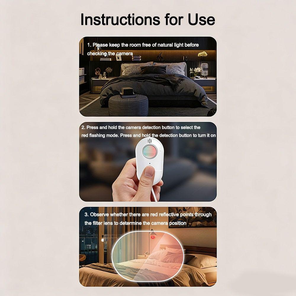 LED Light Anti-Peeping Camera Detector Security Alarm Lens Detect Gadget  Security Protection