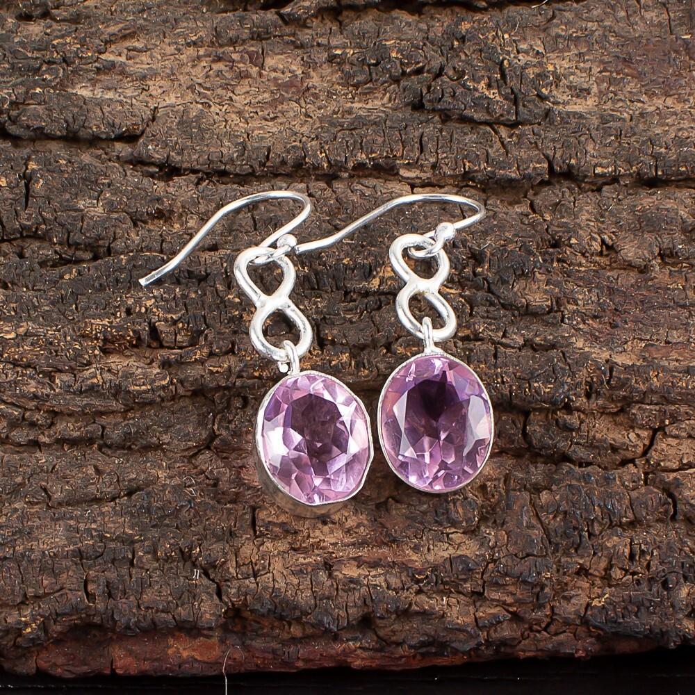 

Серьги из серебра 925 пробы с натуральным морганитом, ручная работа, 1,60 EE-12-11