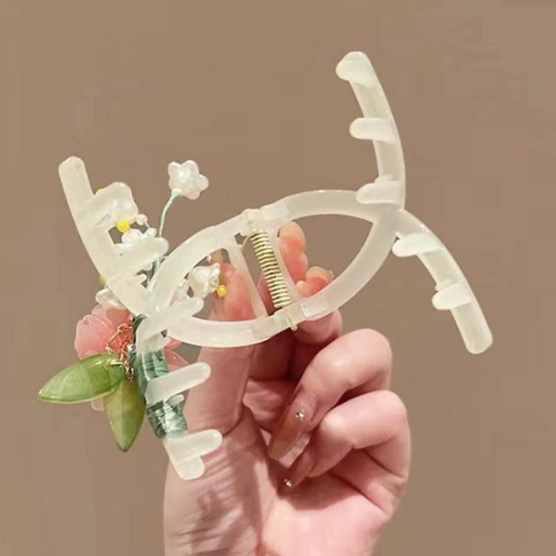 1pcs Chinese Style Floral Acrylic Hairpins Hair Clip Crab Hair Claws For Women Girl Flower Hair Accessories Headdress Party Gifts