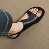2025 Summer New Flat-soled Fashion Shoes Cowhide Sandals Open-toed Simple Soft-soled Commuter Sandals Korean Version Women's Shoes