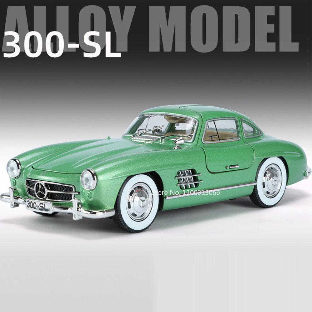 1:24er Maßstab 300SL Modelle Oldtimer Spielzeug mit Rückzug, Licht, Musik Fahrzeugen 4 Türen zu öffnen Miniaturauto Jungen Sammlung Geschenke
