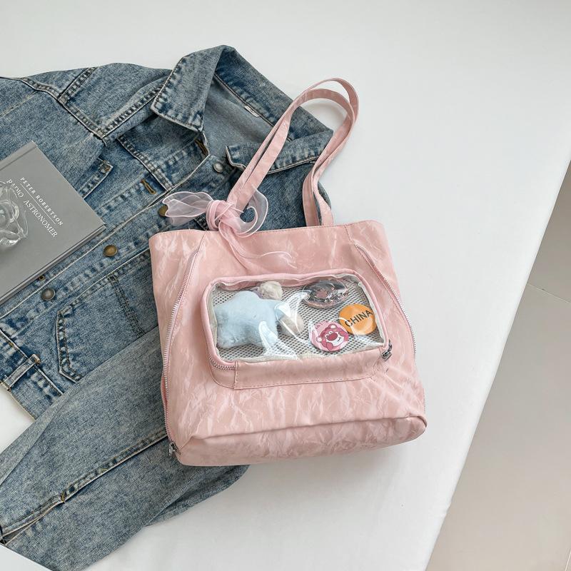 Fashion Transparent Shoulder Bag Women's 2025 New Versatile Simple Large-capacity Tote Bag, Foreign Style Student Backpack Tide