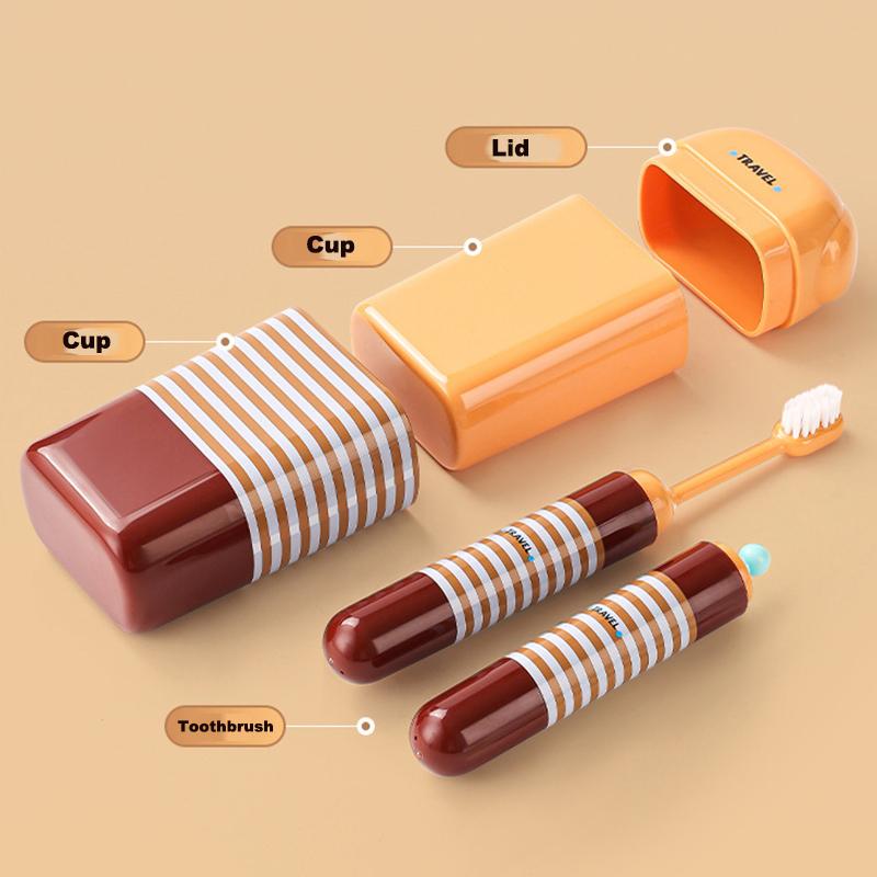 

2-In-1 Travel Toothbrush Set Foldable Portable Toothpaste Tube Storage Box Mini Soft Bristled Folding Toothbrush Dispenser красный