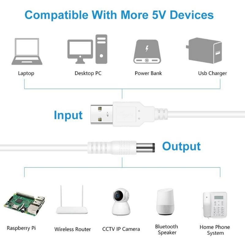 Usb To DC5V Power Cord Multifunctional with DC5.5x2.1 5.5x2.5 4.0x1.7 8pcs Plugs 8-In-1 USB toDC Charging Cable