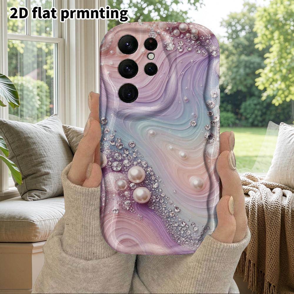 Phone Case: 2D Flat Samsung Galaxy A34 A35 M05 M06 S20 S22 S21 FE Plus 5G Protective Case, Couple Style, Pearl Diamonds, Christmas and Halloween Gift