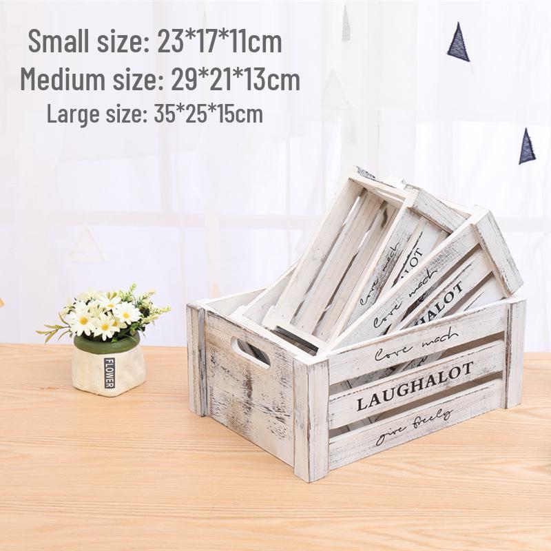 Vintage Weathered Wooden Slat Display Box for Decorative Props and Weddings