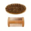Professional Soft Boar Bristle Wood Beard Brush Hairdresser Shaving Brush Comb Men Mustache Comb Kit Hair Comb Set