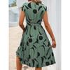Elegant Personality Abstract Pattern Printed Pleated Dress