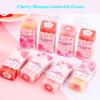 Pink Girly Cherry Blossom Erasers, Creative Low-Debris No-Residue Sandwich Erasers, Elementary Student Stationery Gift Erasers